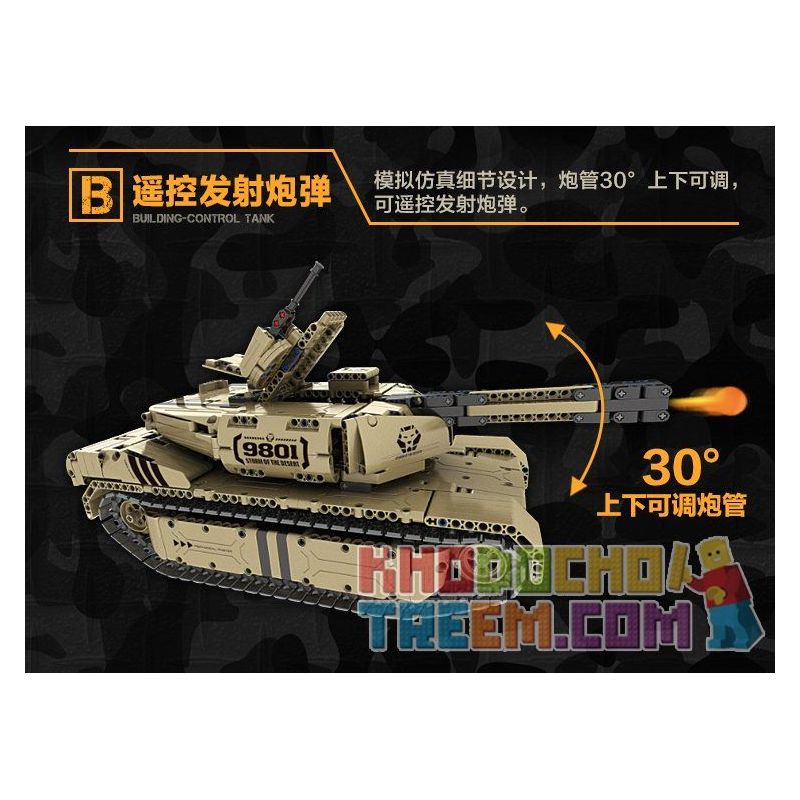 QIHUI 9801 non  XE TĂNG M1A2 bộ đồ chơi xếp lắp ráp ghép mô hình  Kỹ Thuật Công Nghệ Cao Mô Hình Phương Tiện 1276 khối