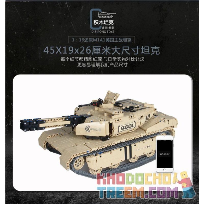 QIHUI 9801 non  XE TĂNG M1A2 bộ đồ chơi xếp lắp ráp ghép mô hình  Kỹ Thuật Công Nghệ Cao Mô Hình Phương Tiện 1276 khối