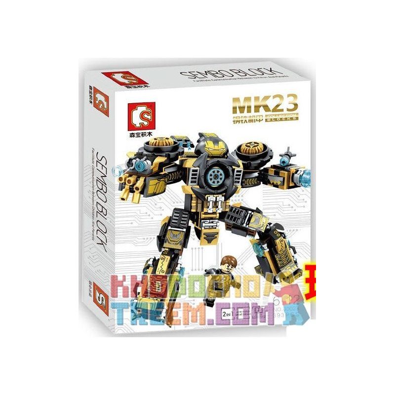 SEMBO 60023 non  NGƯỜI SẮT 2 TRONG 1 bộ đồ chơi xếp lắp ráp ghép mô hình Super Heroes 钢铁机甲3800 Siêu Nhân Anh Hùng 393 khối