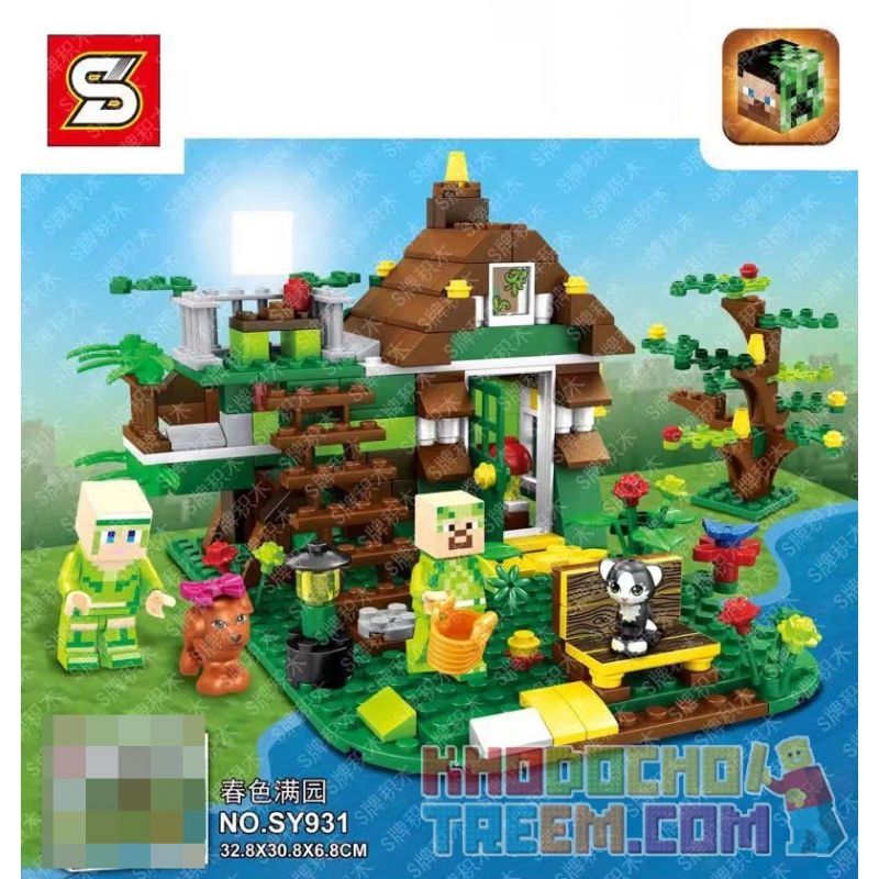 SHENG YUAN SY 931 SY931 Xếp hình kiểu Lego MINECRAFT Garden Hut Lều Trong Vườn gồm 2 hộp nhỏ 350 khối