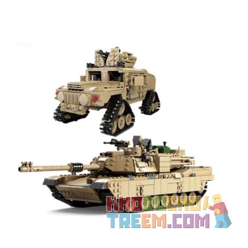 Kazi KY10000 10000 Xếp hình kiểu Lego Military Army M1A2 Abrams Mbt Abrams Main Battle Tank M1A2 Xe Tăng Chủ Lực Biến Hình Xe Hummer Bánh Xích lắp được 2 mẫu 1463 khối