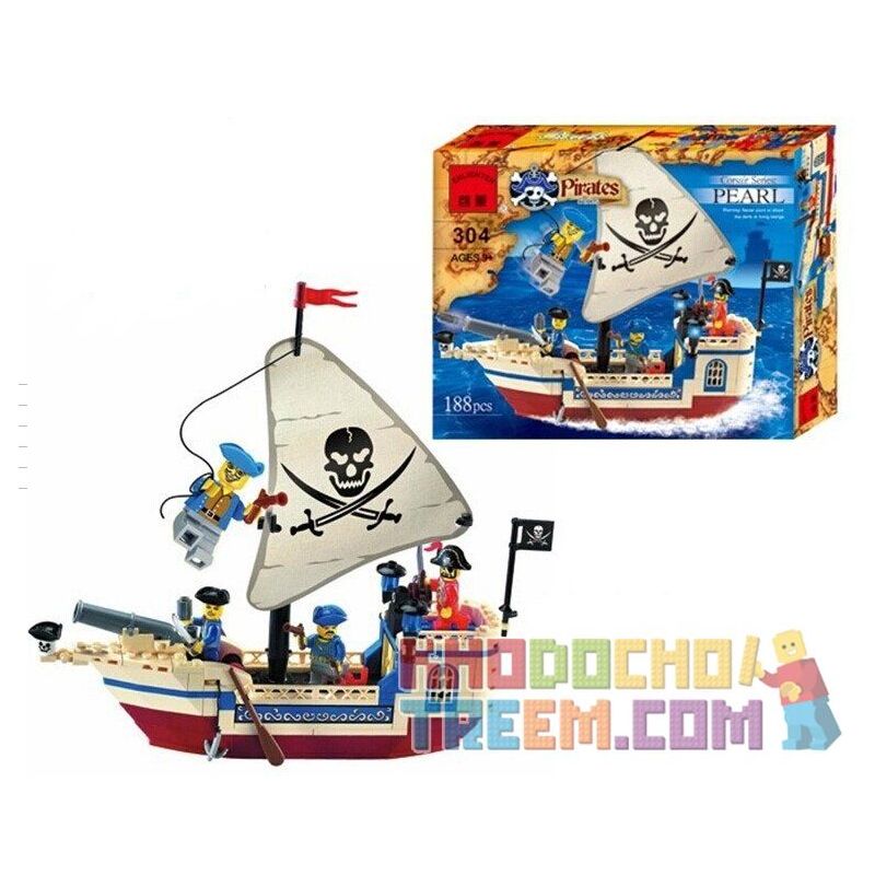 Enlighten 304 Qman 304 non  TÀU CƯỚP BIỂN NGỌC TRAI bộ đồ chơi xếp lắp ráp ghép mô hình Pirates Of The Caribbean CORSAIR Cướp Biển Vùng Caribe 188 khối