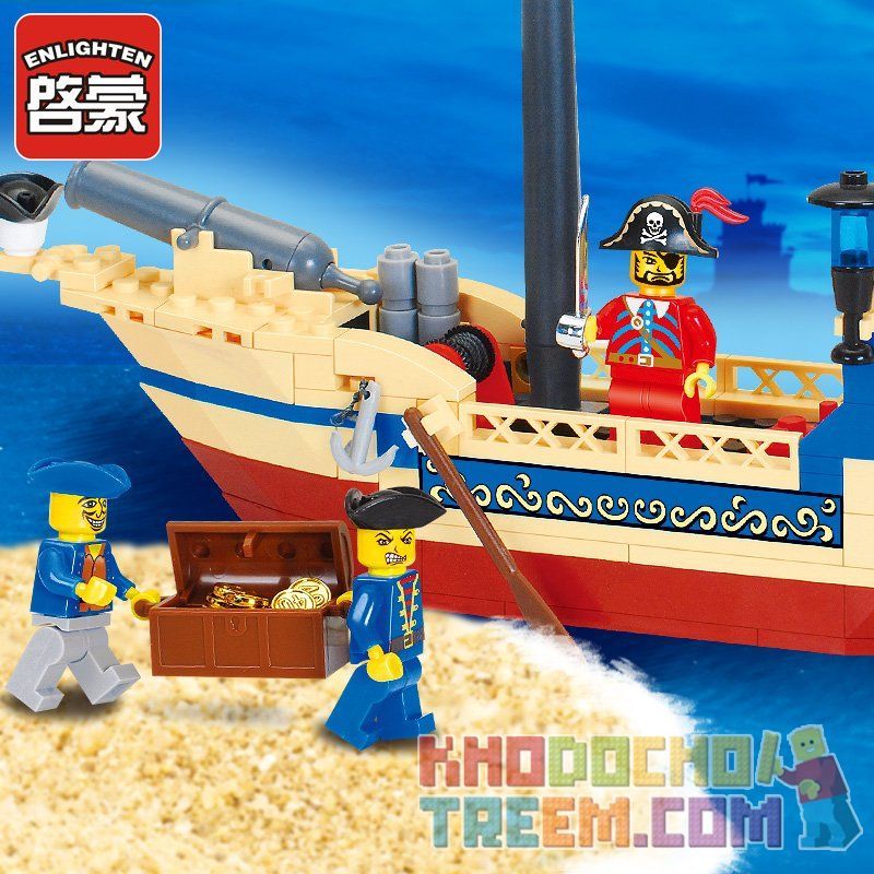 Enlighten 304 Qman 304 non  TÀU CƯỚP BIỂN NGỌC TRAI bộ đồ chơi xếp lắp ráp ghép mô hình Pirates Of The Caribbean CORSAIR Cướp Biển Vùng Caribe 188 khối