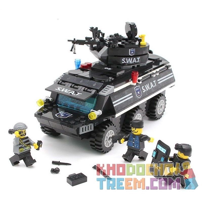 GUDI 9412 Xếp hình kiểu Lego MILITARY ARMY SWAT Armored Vehicles New Riot Police Armored Car Xe Bọc Thép Của đội đăc Nhiệm Swat 349 khối