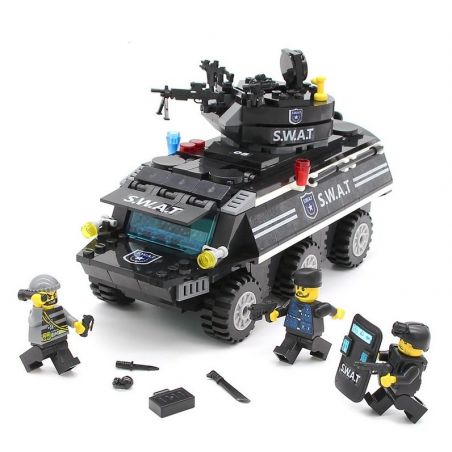 GUDI 9412 Xếp hình kiểu  MILITARY ARMY SWAT Armored Vehicles New Riot Police Armored Car Xe Bọc Thép Của đội đăc Nhiệm Swat 349 khối