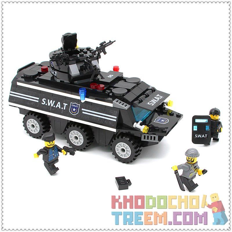 GUDI 9412 Xếp hình kiểu  MILITARY ARMY SWAT Armored Vehicles New Riot Police Armored Car Xe Bọc Thép Của đội đăc Nhiệm Swat 349 khối