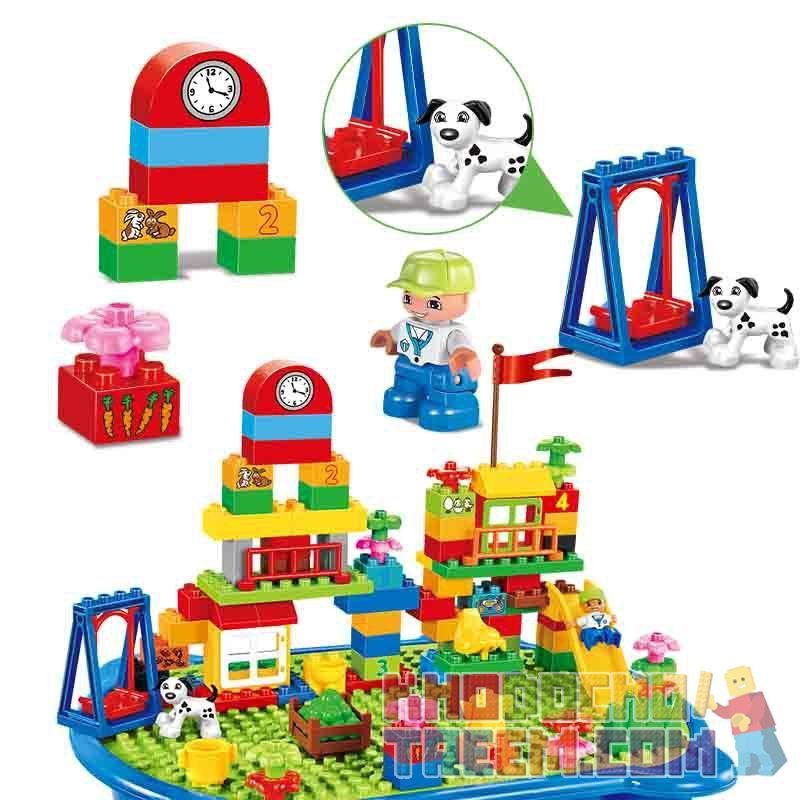 HYSTOYS HONGYUANSHENG AOLEDUOTOYS HG-1405 1405 HG1405 Xếp hình kiểu    Happy Amusement Part Công Viên Hạnh Phúc Có Bàn Hộp 105 khối