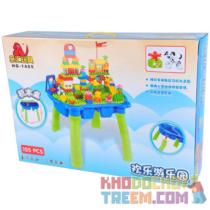 HYSTOYS HONGYUANSHENG AOLEDUOTOYS HG-1405 1405 HG1405 Xếp hình kiểu    Happy Amusement Part Công Viên Hạnh Phúc Có Bàn Hộp 105 khối