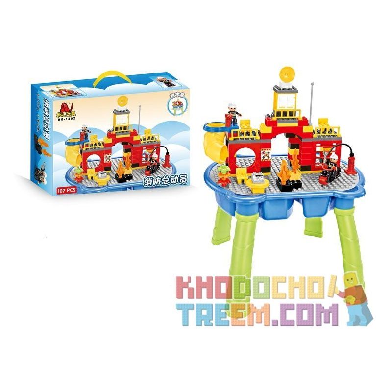 HYSTOYS HONGYUANSHENG AOLEDUOTOYS HG-1402 1402 HG1402 Xếp hình kiểu    Fire Story Câu Chuyện Cứu Hỏa Có Bàn 107 khối