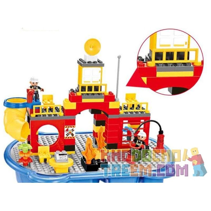 HYSTOYS HONGYUANSHENG AOLEDUOTOYS HG-1402 1402 HG1402 Xếp hình kiểu    Fire Story Câu Chuyện Cứu Hỏa Có Bàn 107 khối