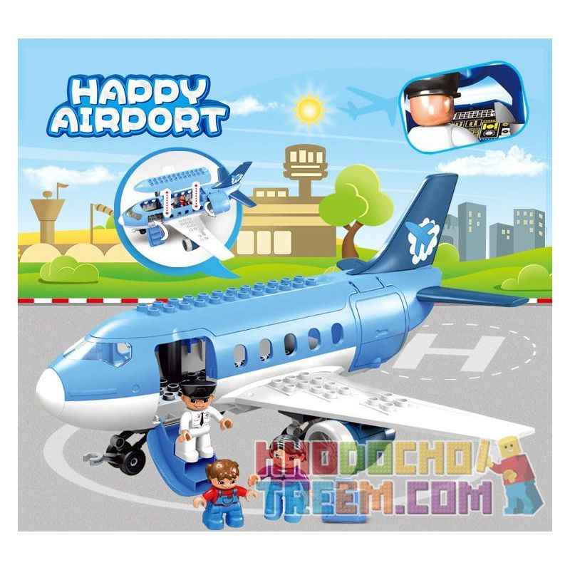 HYSTOYS HONGYUANSHENG AOLEDUOTOYS GM-5014 5014 GM5014 HG-1204 1204 HG1204 Xếp hình kiểu    Happy Airport Sân Bay Nhộn Nhịp gồm 2 hộp nhỏ 30 khối