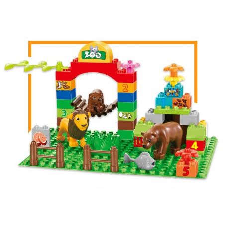 HYSTOYS HONGYUANSHENG AOLEDUOTOYS HG-1357 1357 HG1357 Xếp hình kiểu    Happy Zoo Vườn Bách Thú Vui Vẻ 82 khối