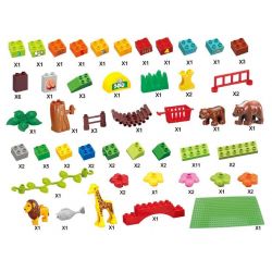 HYSTOYS HONGYUANSHENG AOLEDUOTOYS HG-1406 1406 HG1406 Xếp hình kiểu    Happy Zoo Sở Thú Vui Nhộn Có Bàn 87 khối