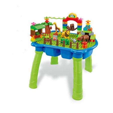 HYSTOYS HONGYUANSHENG AOLEDUOTOYS HG-1406 1406 HG1406 Xếp hình kiểu    Happy Zoo Sở Thú Vui Nhộn Có Bàn 87 khối