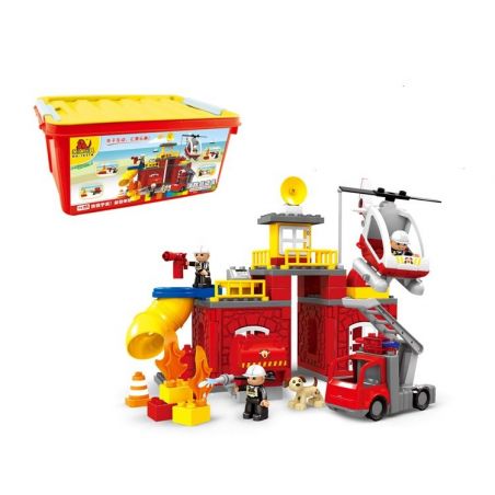 HYSTOYS HONGYUANSHENG AOLEDUOTOYS HG-1637B 1637B HG1637B Xếp hình kiểu    Fire Excerters Trụ Sở Cứu Hỏa Có Hộp 75 khối