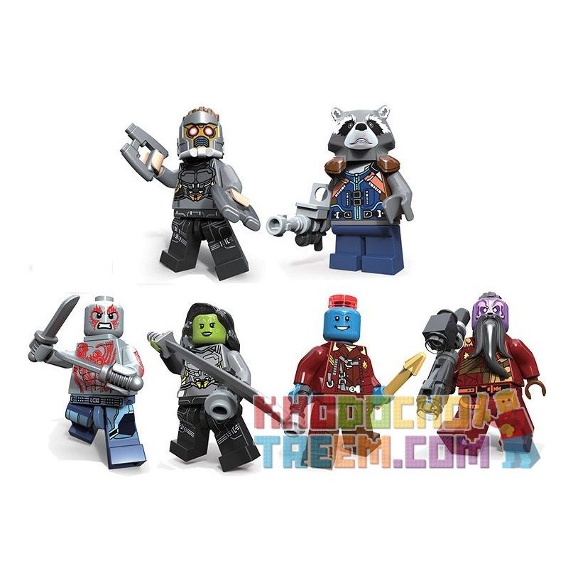 JISI 0262 0263 0264 0265 0266 0267 non Lego 6 NHÂN VẬT bộ đồ chơi xếp lắp ráp ghép mô hình Marvel Super Heroes STARLORO ROCKET RACOON DRAX THE DESTROYER GAMORA YONOU TASERFACE Siêu Anh Hùng Marvel