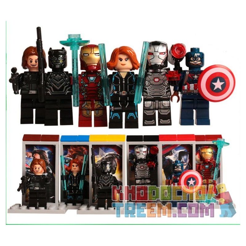 JISI 0250 0251 0252 0253 0254 0255 non Lego 6 NHÂN VẬT SIÊU ANH HÙNG bộ đồ chơi xếp lắp ráp ghép mô hình Marvel Super Heroes Siêu Anh Hùng Marvel