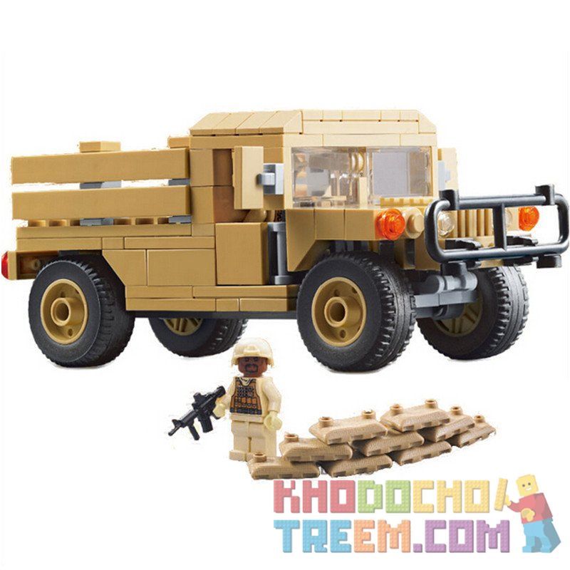 JISI 2112 non Lego Ô TÔ CHỞ LÍNH bộ đồ chơi xếp lắp ráp ghép mô hình Military Army MODERN WAR M1097A2 CARGO TROOP CARRIER Quân Sự Bộ Đội 170 khối