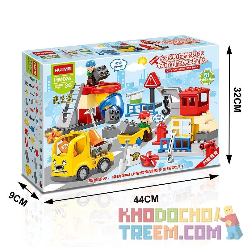 HUIMEI STAR CITY XING DOU CHENG HM076 Xếp hình kiểu    Urban Construction Engineering Team (Small) Công Trường Xây Dựng 51 khối