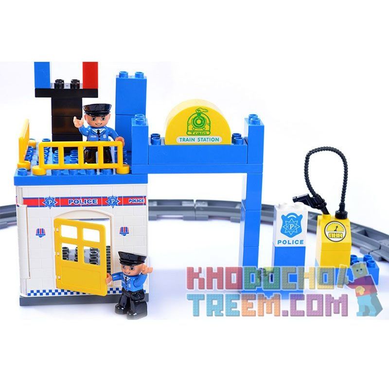 HUIMEI STAR CITY XING DOU CHENG HM325 Xếp hình kiểu    Puzzle Electric Building Blocks Police Trụ Sở điên Của Cảnh Sát 59 khối
