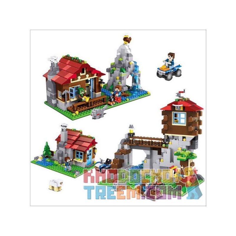 LELE 33018 Xếp hình kiểu Lego MINECRAFT The Mountain House Deformation 3 In 1 Nhà Trên Núi 592 khối
