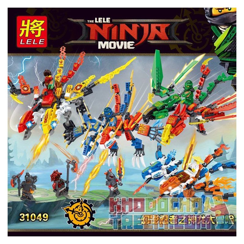 LELE 31049 non Lego BỘ 4 CON RỒNG bộ đồ chơi xếp lắp ráp ghép mô hình The Lego Ninjago Movie Ninja Lốc Xoáy