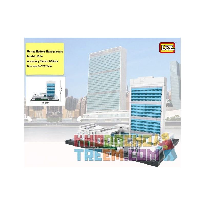 LOZ 1014 Xếp hình kiểu Nanoblock ARCHITECTURE The United Nations Headquarters Trụ Sở Liên Hợp Quốc 616 khối