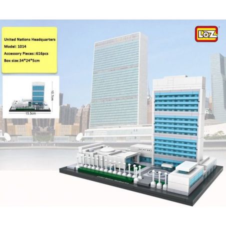 LOZ 1014 Xếp hình kiểu Nanoblock ARCHITECTURE The United Nations Headquarters Trụ Sở Liên Hợp Quốc 616 khối