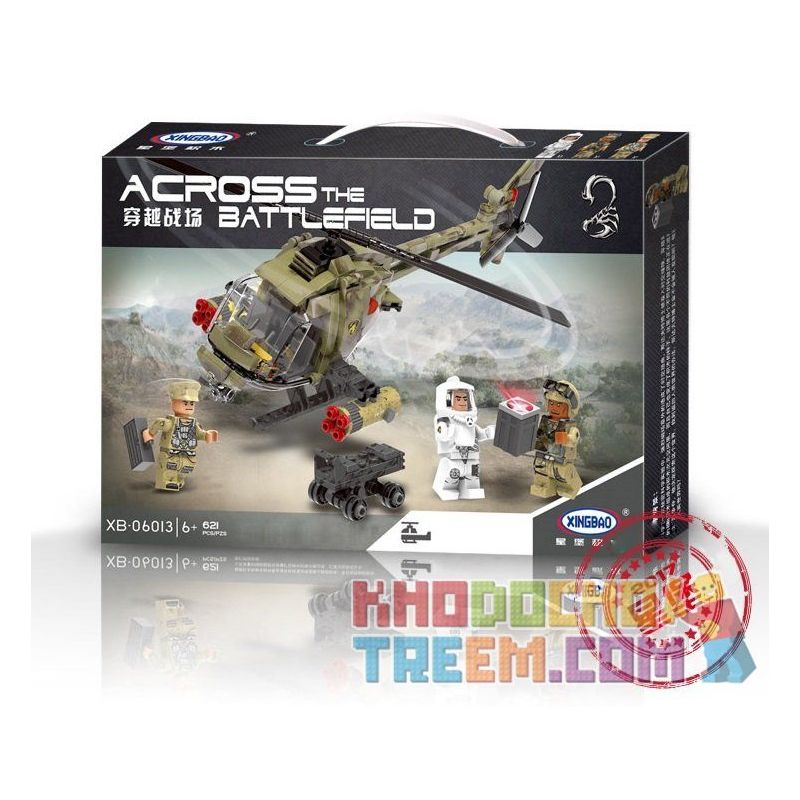 XINGBAO XB-06013 06013 XB06013 non  TRỰC THĂNG CHIẾN ĐẤU HẠNG NHẸ bộ đồ chơi xếp lắp ráp ghép mô hình Across The Battlefield ACROSS THE BATTLEFIELD LIGHT HAWK HELICOPTER Băng Qua Chiến Trường 621 khối
