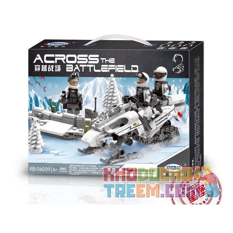 XINGBAO XB-06009 06009 XB06009 non  XE TRƯỢT TUYẾT VŨ TRANG bộ đồ chơi xếp lắp ráp ghép mô hình Across The Battlefield ACROSS THE BATTLEFIELD EXTREME SNOWMOBILING Băng Qua Chiến Trường 290 khối