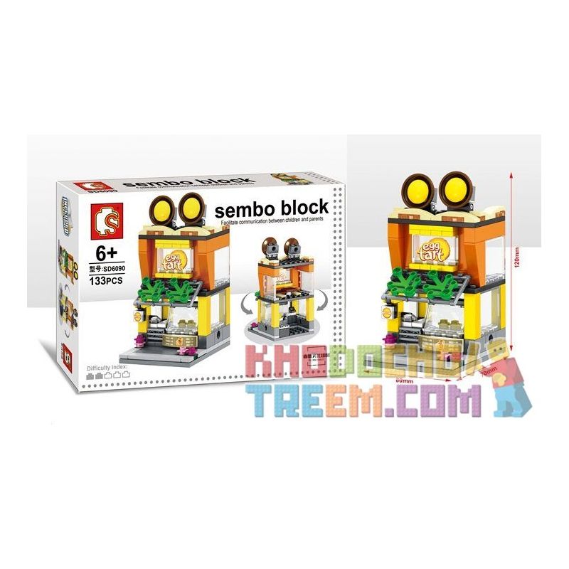 SEMBO SD6088 6088 SD6089 6089 SD6090 6090 SD6091 6091 non  BỘ 4 CỬA HÀNG KẸO SÔCÔLA MỸ PHẨM GÀ RÁN BÁNH TRỨNG bộ đồ chơi xếp lắp ráp ghép mô hình Mini Modular SEMBO BLOCK Đường Phố Thu Nhỏ 133 khối