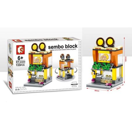 SEMBO SD6088 6088 SD6089 6089 SD6090 6090 SD6091 6091 non  BỘ 4 CỬA HÀNG KẸO SÔCÔLA MỸ PHẨM GÀ RÁN BÁNH TRỨNG bộ đồ chơi xếp lắp ráp ghép mô hình Mini Modular SEMBO BLOCK Đường Phố Thu Nhỏ 133 khối