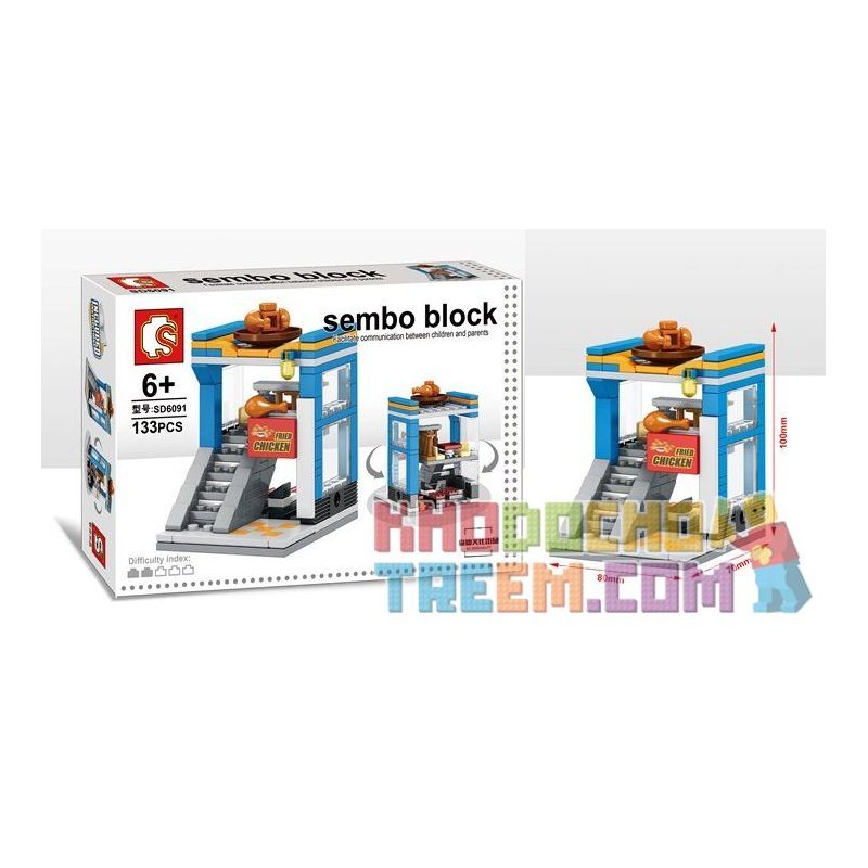 SEMBO SD6088 6088 SD6089 6089 SD6090 6090 SD6091 6091 non  BỘ 4 CỬA HÀNG KẸO SÔCÔLA MỸ PHẨM GÀ RÁN BÁNH TRỨNG bộ đồ chơi xếp lắp ráp ghép mô hình Mini Modular SEMBO BLOCK Đường Phố Thu Nhỏ 133 khối