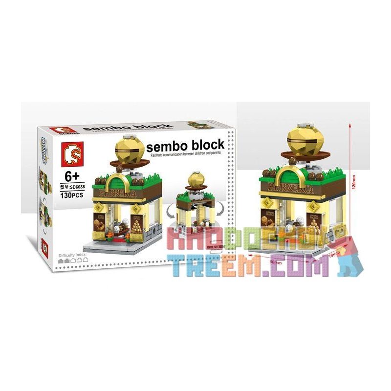 SEMBO SD6088 6088 SD6089 6089 SD6090 6090 SD6091 6091 non  BỘ 4 CỬA HÀNG KẸO SÔCÔLA MỸ PHẨM GÀ RÁN BÁNH TRỨNG bộ đồ chơi xếp lắp ráp ghép mô hình Mini Modular SEMBO BLOCK Đường Phố Thu Nhỏ 133 khối