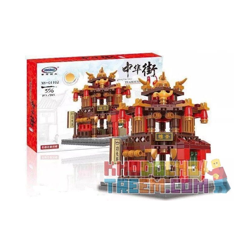 XINGBAO XB non  CHÙA TRƯỜNG HỌC CỬA HÀNG LỤA QUÁN RƯỢU bộ đồ chơi xếp lắp ráp ghép mô hình Chinatown ZHONG HUA STREET WANGJIANG TOWER、CLOTH HOUSE、LIBRARY、TEA Khu Phố Tàu 1502 khối