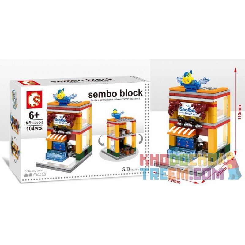 SEMBO SD6046 6046 SD6047 6047 SD6048 6048 SD6049 6049 non  CỬA HÀNG ĐỒ DA MỸ PHẨM HẢI SẢN MÁY ẢNH bộ đồ chơi xếp lắp ráp ghép mô hình Mini Modular SEMBO BLOCK GNCCI SEAFOOD SHOP Đường Phố Thu Nhỏ 111 khối
