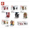SEMBO SD6046 6046 SD6047 6047 SD6048 6048 SD6049 6049 non  CỬA HÀNG ĐỒ DA MỸ PHẨM HẢI SẢN MÁY ẢNH bộ đồ chơi xếp lắp ráp ghép mô hình Mini Modular SEMBO BLOCK GNCCI SEAFOOD SHOP Đường Phố Thu Nhỏ 111 khối