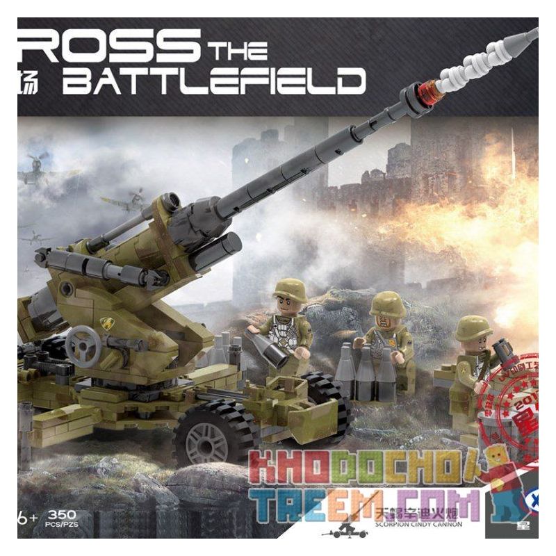 XINGBAO XB-06011 06011 XB06011 non  PHÁO PHÒNG KHÔNG bộ đồ chơi xếp lắp ráp ghép mô hình Across The Battlefield ACROSS THE BATTLEFIELD SCORPION CINDY CANNON Băng Qua Chiến Trường 350 khối