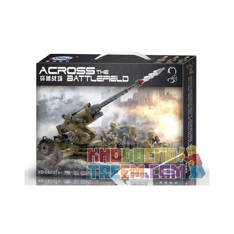 XINGBAO XB-06011 06011 XB06011 non  PHÁO PHÒNG KHÔNG bộ đồ chơi xếp lắp ráp ghép mô hình Across The Battlefield ACROSS THE BATTLEFIELD SCORPION CINDY CANNON Băng Qua Chiến Trường 350 khối