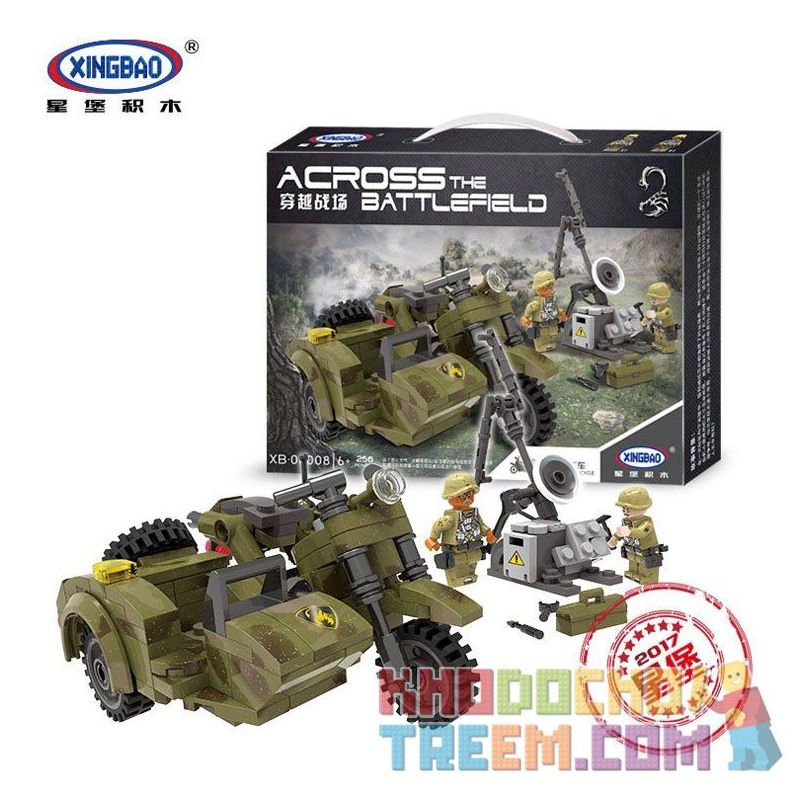 XINGBAO XB-06008 06008 XB06008 non  XE MÔ TÔ 3 BÁNH bộ đồ chơi xếp lắp ráp ghép mô hình Across The Battlefield ACROSS THE BATTLEFIELD LEANING MOTORCYCLE Băng Qua Chiến Trường 256 khối