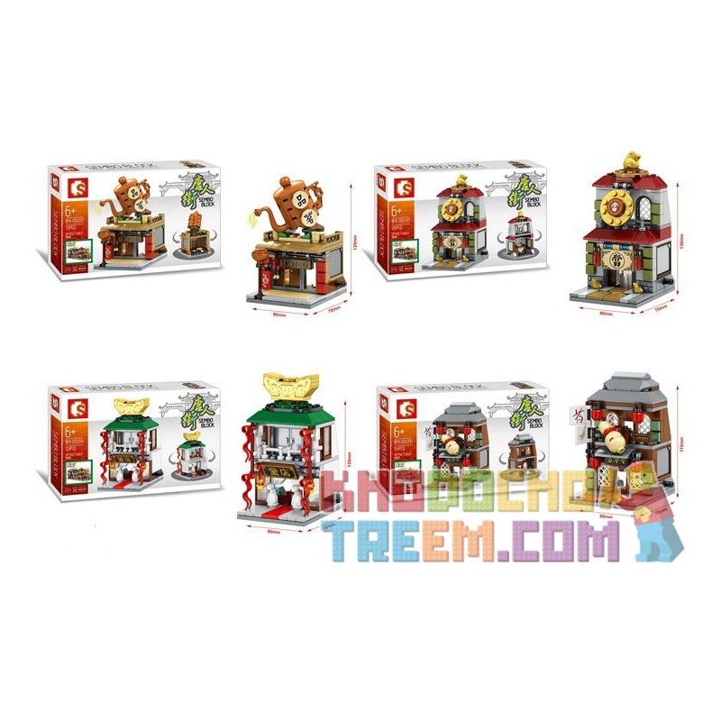 SEMBO SD6092 6092 SD6093 6093 SD6095 6095 SD6094 6094 non  BỘ 4 QUÁN CỔ TRUNG QUỐC TRÀ RƯỢU TRANG SỨC CA KỊCH bộ đồ chơi xếp lắp ráp ghép mô hình Mini Modular SEMBO BLOCK Đường Phố Thu Nhỏ 126 khối
