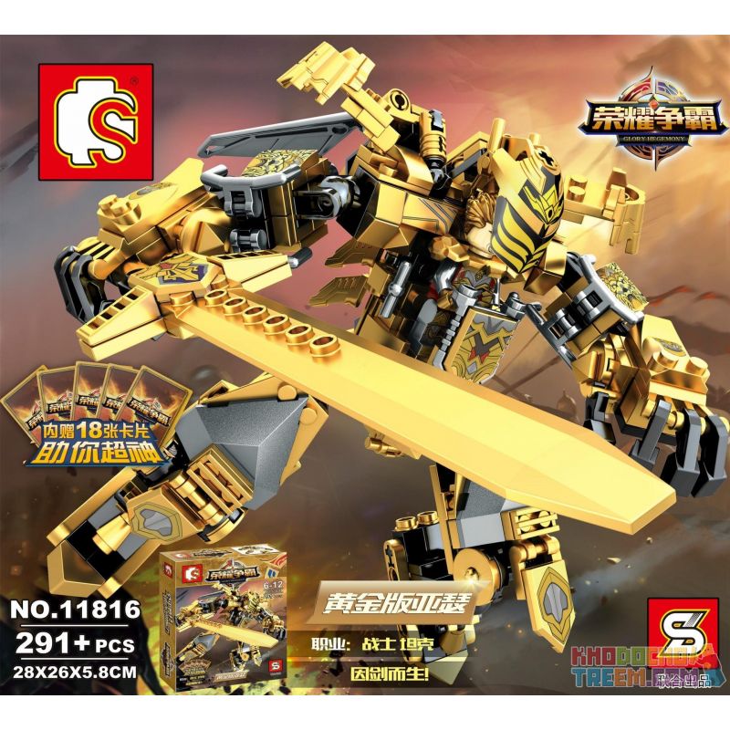 SEMBO 11816 Xếp hình kiểu Lego KING OF GLORY HEGEMONY Gold Edition Arthur Vua Arthur Phiên Bản Vàng 291 khối