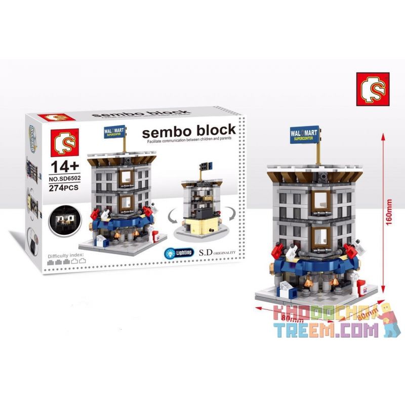 SEMBO WEKKI VIGGI SD6500 6500 SD6501 6501 SD6502 6502 SD6503 6503 non  TIỆM HỚT TÓC SỞ CỨU HỎA GÓC WALMART KHÁCH SẠN HOLIDAY bộ đồ chơi xếp lắp ráp ghép mô hình Mini Modular SEMBO BLOCK Đường Phố Thu Nhỏ 294 khối