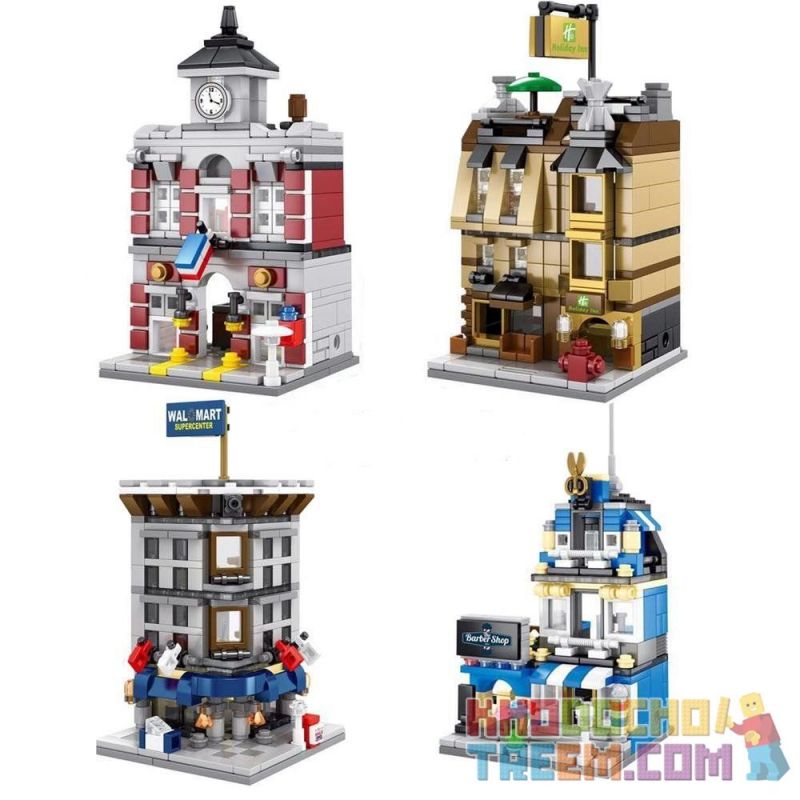 SEMBO WEKKI VIGGI SD6500 6500 SD6501 6501 SD6502 6502 SD6503 6503 non  TIỆM HỚT TÓC SỞ CỨU HỎA GÓC WALMART KHÁCH SẠN HOLIDAY bộ đồ chơi xếp lắp ráp ghép mô hình Mini Modular SEMBO BLOCK Đường Phố Thu Nhỏ 294 khối