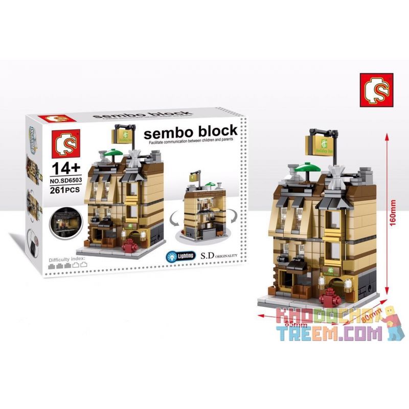 SEMBO WEKKI VIGGI SD6500 6500 SD6501 6501 SD6502 6502 SD6503 6503 non  TIỆM HỚT TÓC SỞ CỨU HỎA GÓC WALMART KHÁCH SẠN HOLIDAY bộ đồ chơi xếp lắp ráp ghép mô hình Mini Modular SEMBO BLOCK Đường Phố Thu Nhỏ 294 khối