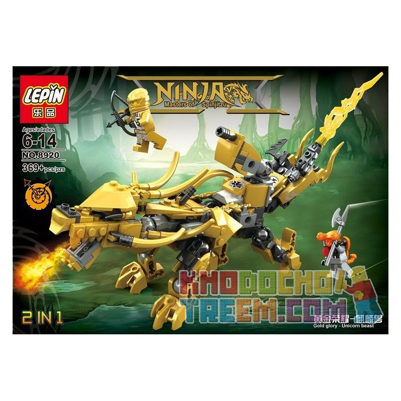 BOZHI 269 LEPIN 8920 Xếp hình kiểu THE LEGO NINJAGO MOVIE Gold Flame Dragon 2-in-1 Rồng Vàng Lửa 2 Trong 1 369 khối