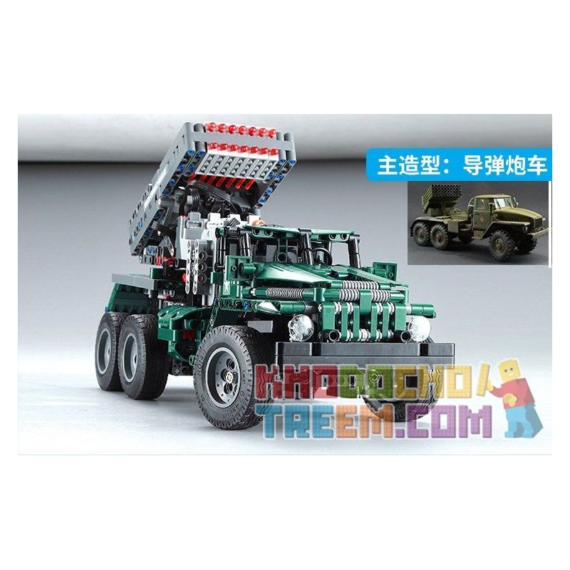 DOUBLEE CADA C61002 61002 non  XẾP HÌNH PHÁO PHẢN LỰC CỦA NGA tỷ lệ 1:20 bộ đồ chơi xếp lắp ráp ghép mô hình  BM-21 COMBAT VEHICLE Kỹ Thuật Công Nghệ Cao Mô Hình Phương Tiện 1369 khối