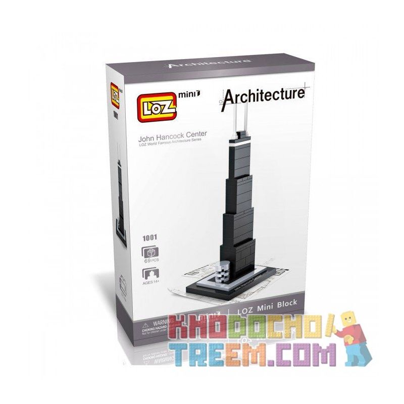 LOZ 1001 Xếp hình kiểu Nanoblock ARCHITECTURE John Hancock Center Mini Trung Tâm John Hancock Mini 69 khối