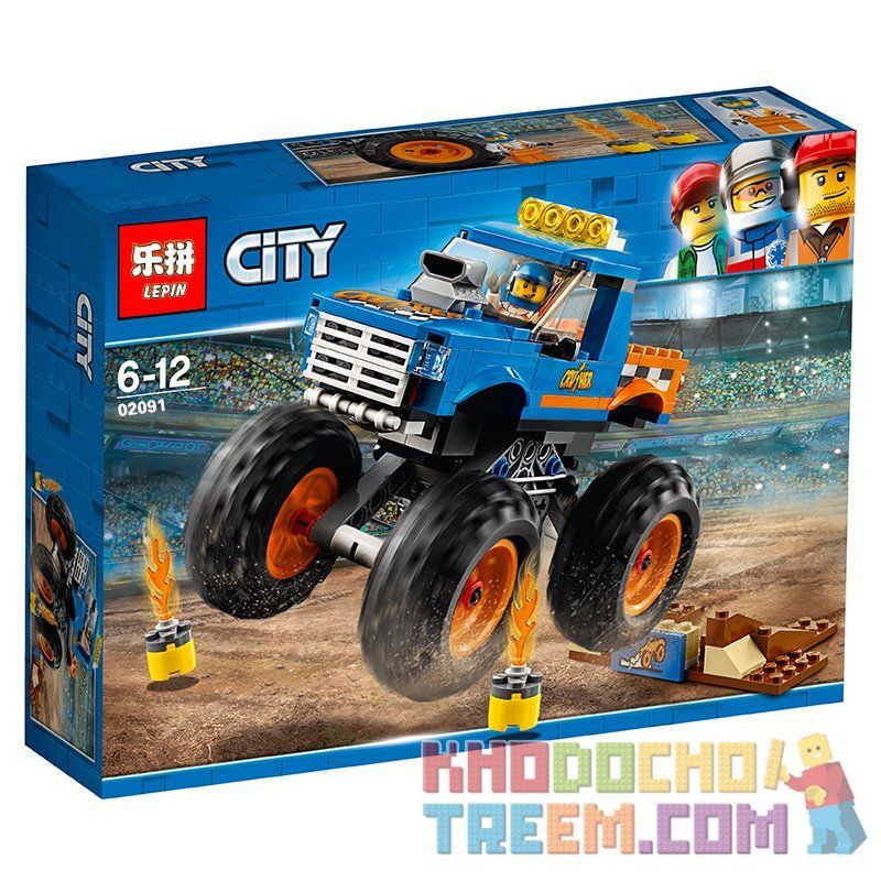 NOT Lego MONSTER TRUCK 60180 Bela Lari 10869 LEPIN 02091 xếp lắp ráp ghép mô hình XE TẢI QUÁI VẬT KHỔNG LỒ HẠNG NẶNG City Thành Phố 192 khối