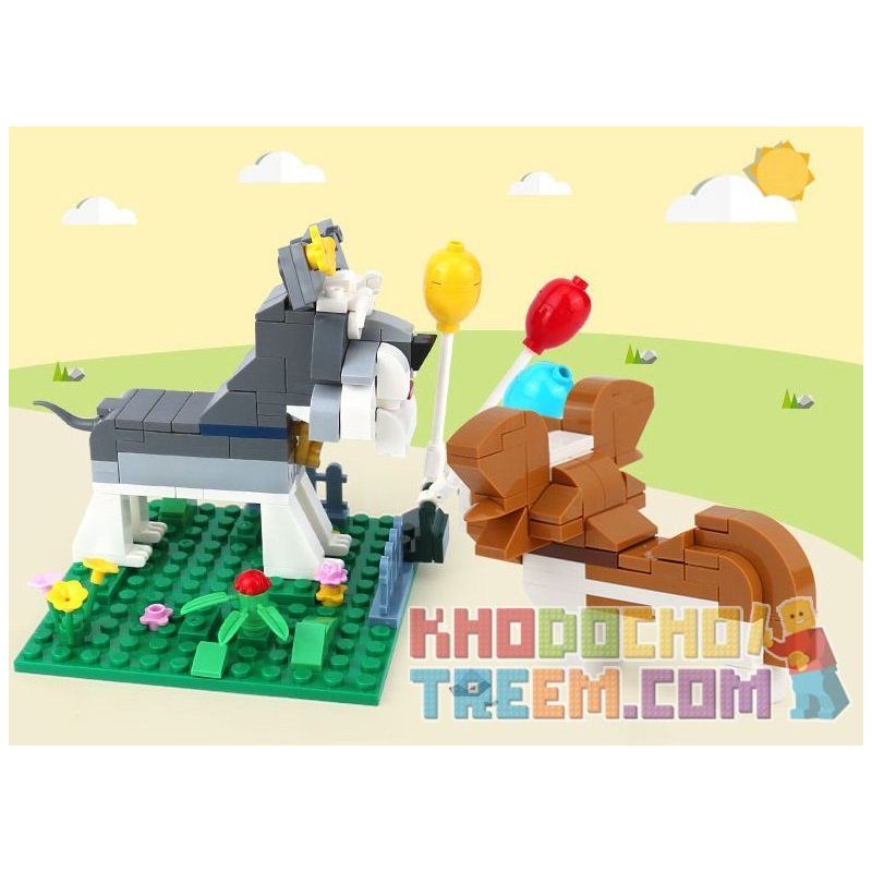 XINGBAO XB-18002 18002 XB18002 non  THÀNH PHỐ CÚN CON BẰNG GẠCH VUI NHỘN bộ đồ chơi xếp lắp ráp ghép mô hình Ideabox CUTE BRICK PUPPY Hộp Sáng Tạo 402 khối